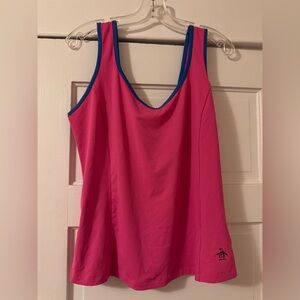 Original Penguin Hot Pink Activewear Blue Trim Tank Top L